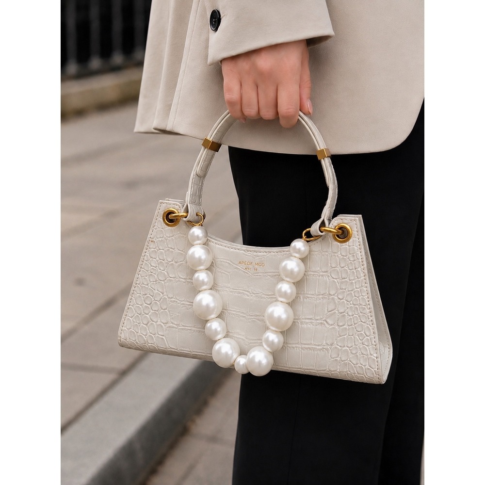 Apede Mod Shoulder Bag Women's Size OS White Good Pearl Handle